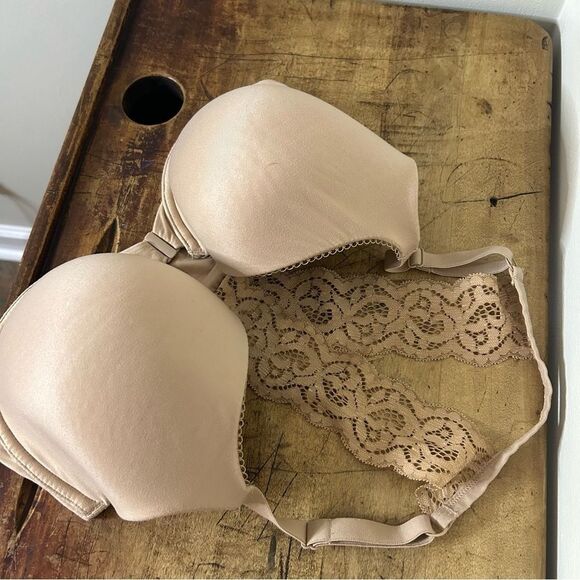 Victoria’s Secret Nude Lace Back Bra 34DDD Front Clasp Good Preworn Condition - Picture 6 of 8